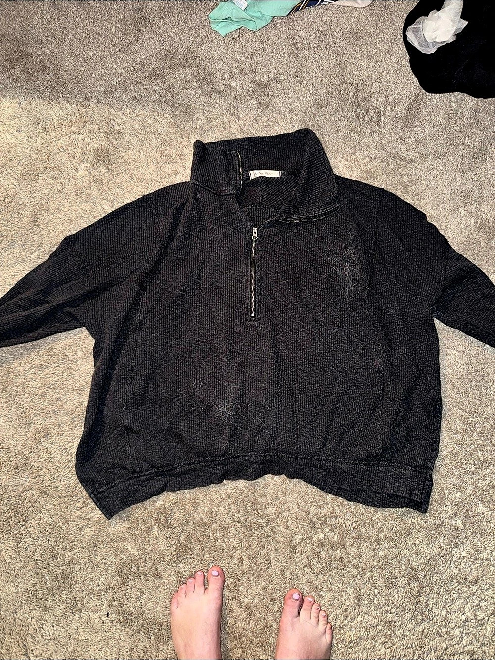 We The Free Black Quarter-Zip Pullover Jacket